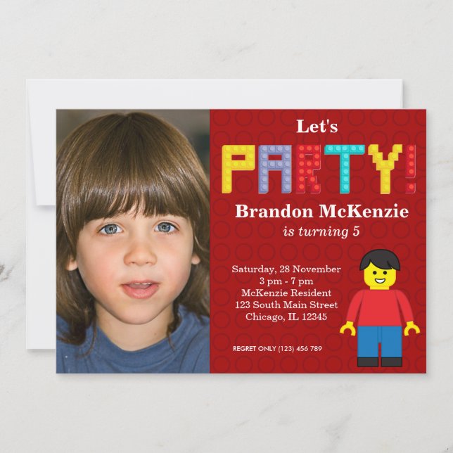 Invitation Anniversaire des blocs de construction (Devant)