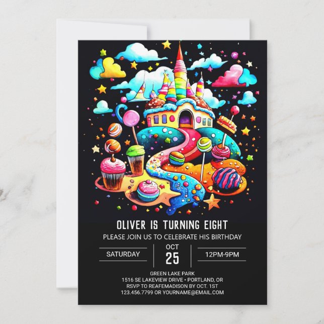 Invitation Anniversaire des bonbons personnalisés (Devant)