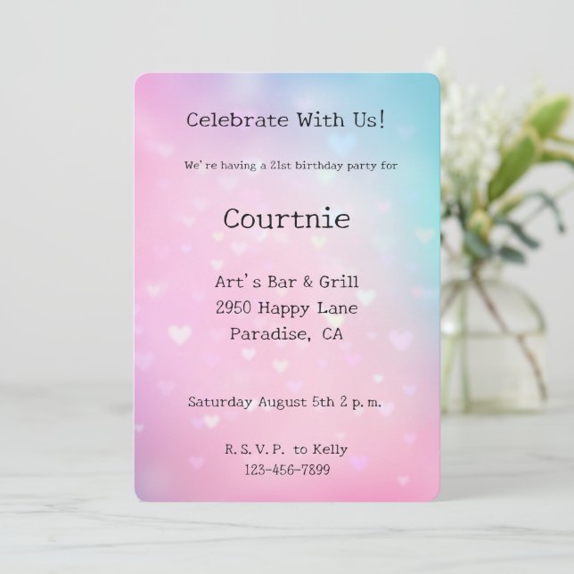 Invitation Anniversaire des Coeurs d'Aqua Rose (Debout devant)