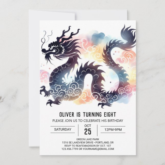 Invitation Anniversaire des enfants du dragon rugissant intem (Devant)