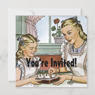 Invitation Anniversaire des filles rétro
