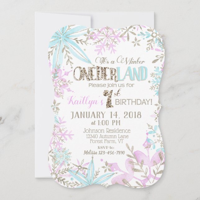 Invitation Anniversaire des Flammes de neige des Wonderland (Devant)