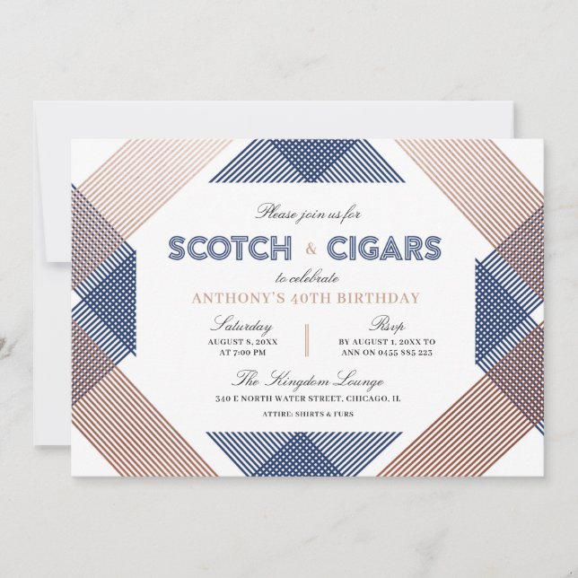 Invitation Anniversaire des hommes de Scotch et Cigars (Devant)