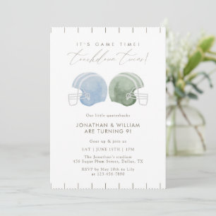 Invitation Anniversaire des jumeaux casque de football Touchd