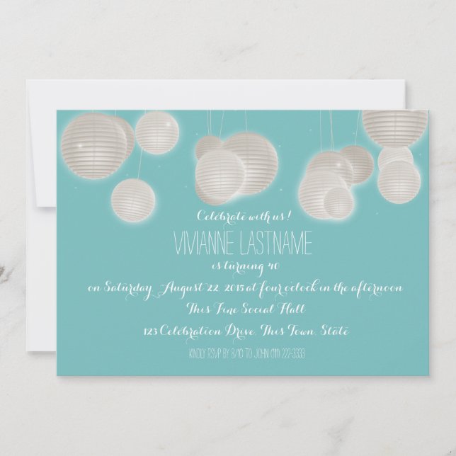 Invitation Anniversaire des lampes en papier (Devant)