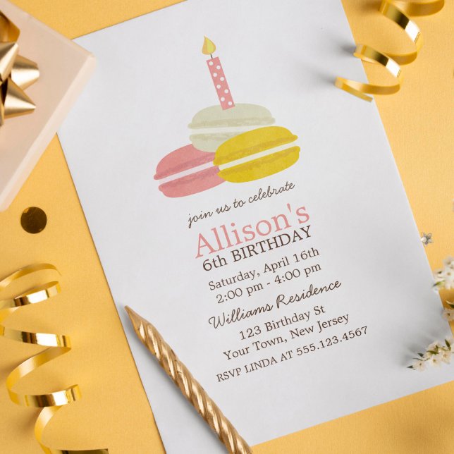 Invitation Anniversaire des Macarons français mignons (Créateur téléchargé)