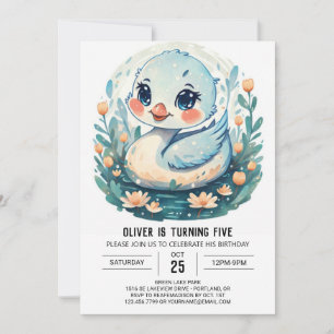 Invitation Anniversaire des oiseaux de cygne Fleur sauvage