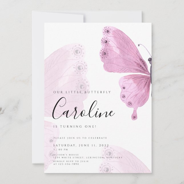 Invitation Anniversaire des papillons (Devant)
