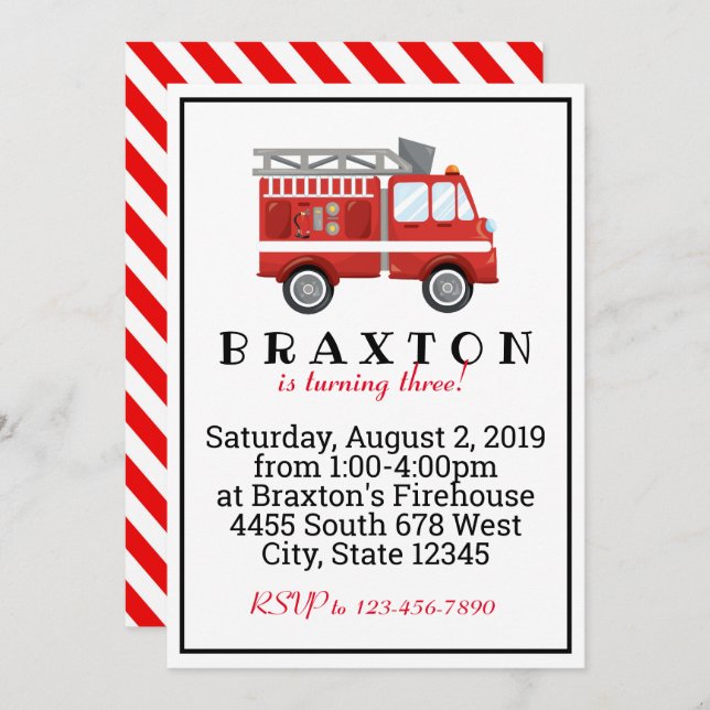 Invitation Anniversaire des pompiers (Devant / Derrière)