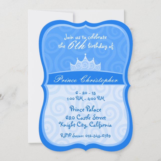 Invitation Anniversaire des princes de la Couronne bleue (Devant)