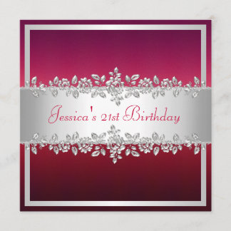 Invitation Anniversaire des Roses d'argent rose rouge