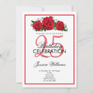 Invitation Anniversaire des Roses Rouges Romantiques