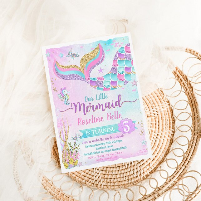 Invitation Anniversaire des sirènes marines (Créateur téléchargé)