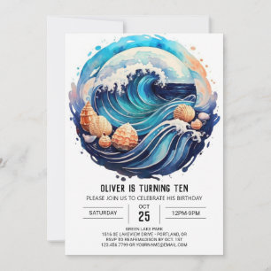 Invitation Anniversaire des vagues marémotrices personnalisée
