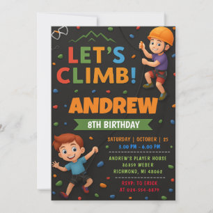 Invitation Anniversaire d'escalade de roche personnelle