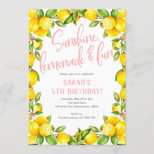 Invitation Anniversaire d'été, citron, anniversaire de fille