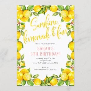 Invitation Anniversaire d'été, citron, anniversaire de fille