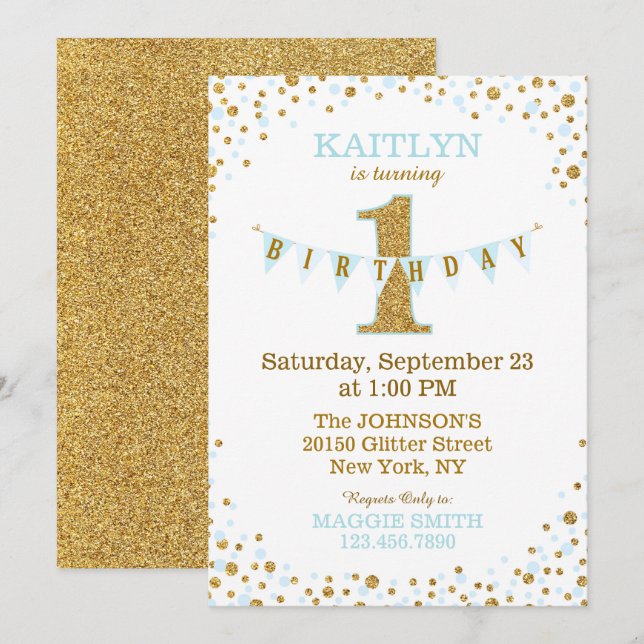 Invitation Anniversaire d'étincelle de parties scintillantes (Devant / Derrière)