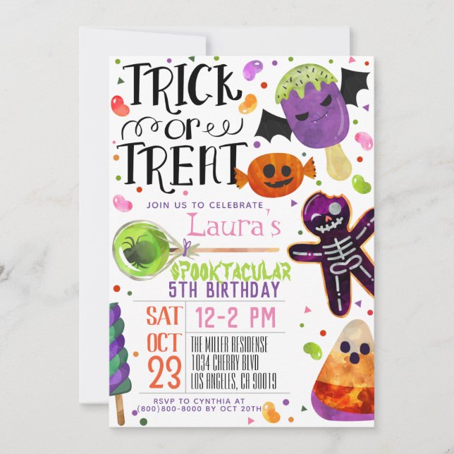 Invitation Anniversaire d'Halloween (Devant)