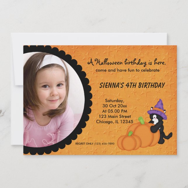 Invitation Anniversaire d'Halloween citrouille (Devant)