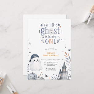 Invitation Anniversaire d'Halloween Fantôme Mignon Aquarelle