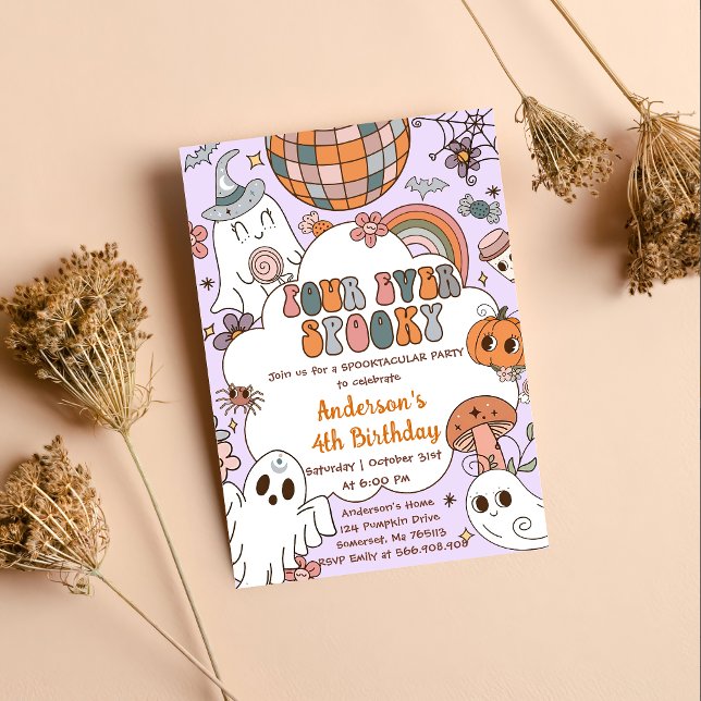 Invitation Anniversaire d'Halloween Ghouls 4ème anniversaire (Créateur téléchargé)