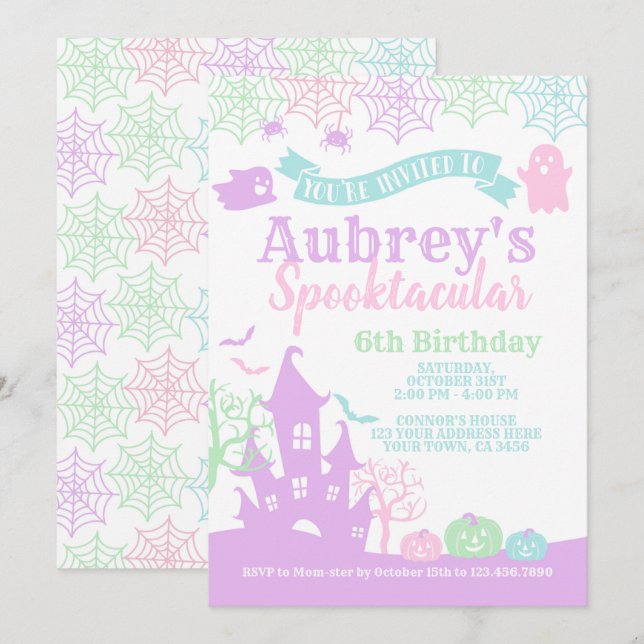 Invitation Anniversaire d'Halloween Spooktacular (Devant / Derrière)