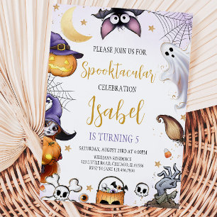 Invitation Anniversaire d'Halloween Violet Fantastique