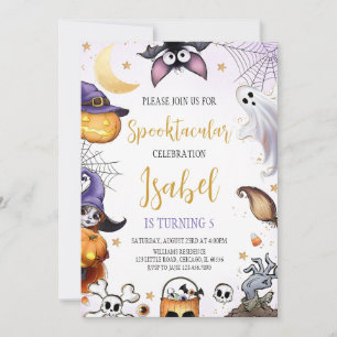 Invitation Anniversaire d'Halloween violet Spooktaculaire