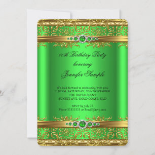 Invitation Anniversaire Diamant Damassé Or Vert Citron Élégan