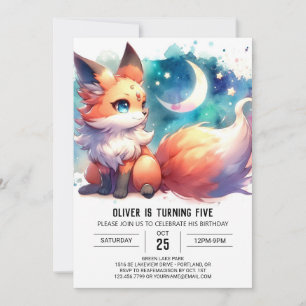 Invitation Anniversaire Digital Pastel Fox