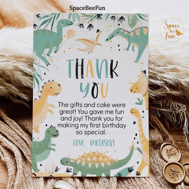 Invitation Anniversaire Dinosaure Trois Rex Merci Garçon Dino (Dinosaur Birthday,Three Rex,Thank you card, Boy Dino 2nd rex,dinosaur party,birthday thank you,tropi)