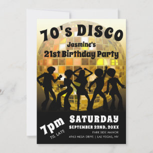 Invitation Anniversaire Disco des Années 70   Balle Pailletée