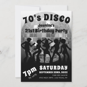 Invitation Anniversaire Disco des Années 70   Balle Pailletée