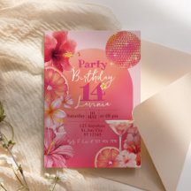 Anniversaire disco tropical Citrus Rose vif Étince