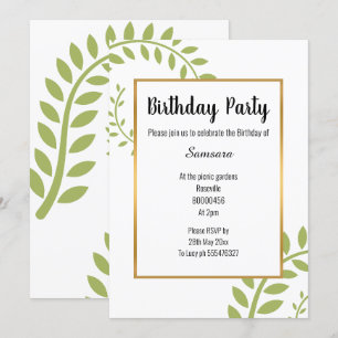 INVITATION ANNIVERSAIRE D'OR BLANC VERT MODERNE FERN VERT