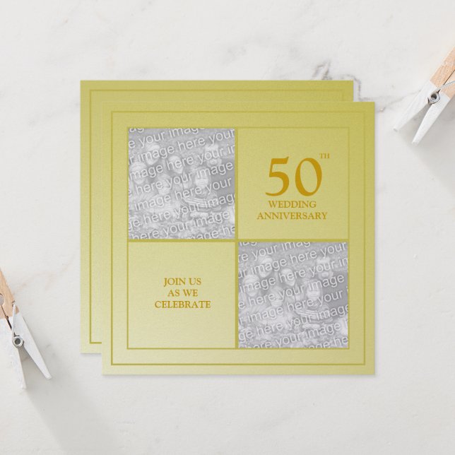 Invitation Anniversaire d'or des photos passées et présentes (Devant/Arrière en situation)