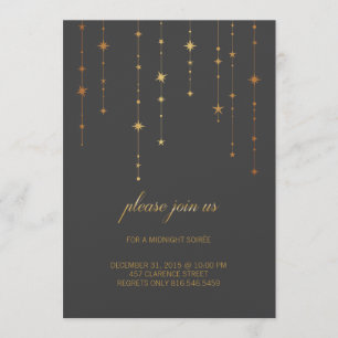Invitation Anniversaire d'or ou fête de la Saint-Sylvestre In