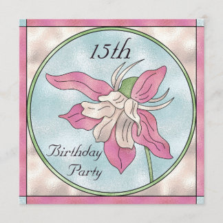 Invitation Anniversaire d'orchidée d'effet en verre rose de