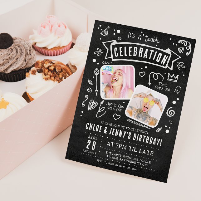 Invitation anniversaire double célébration Fun Doo (Créateur téléchargé)