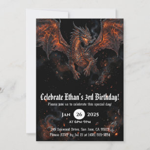 Invitation Anniversaire Dragon Aquarelle