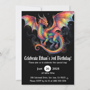 Invitation Anniversaire Dragon Aquarelle