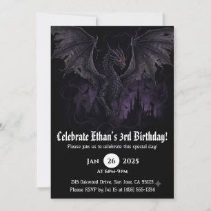 Invitation Anniversaire Dragon Aquarelle