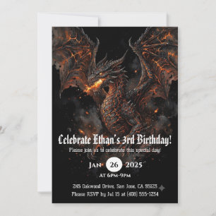 Invitation Anniversaire Dragon Aquarelle