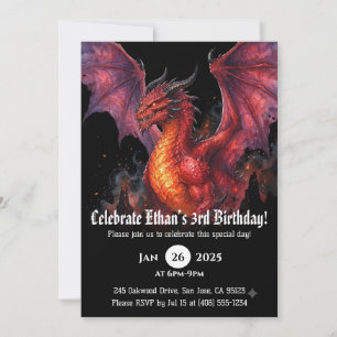 Invitation Anniversaire Dragon Aquarelle