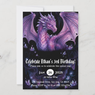 Invitation Anniversaire Dragon Aquarelle