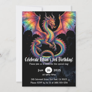Invitation Anniversaire Dragon Aquarelle