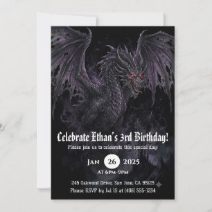 Invitation Anniversaire Dragon Aquarelle