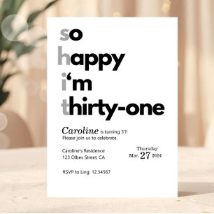Invitation Anniversaire drôle de 31 ans Humour drôle Hilarant