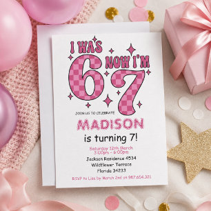 Invitation Anniversaire drôle de 7 ans “J'avais 6 ans, main